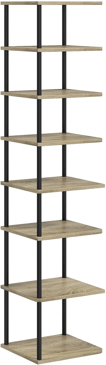 HOMCOM-Schoenenrek-Spaanplaat-28x26x125cm-Eiken (3662970176184)