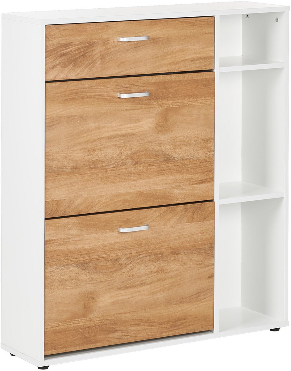 MACKAY - Schoenenkast - Lichthout/Wit - Vezelplaat (4255664898630)