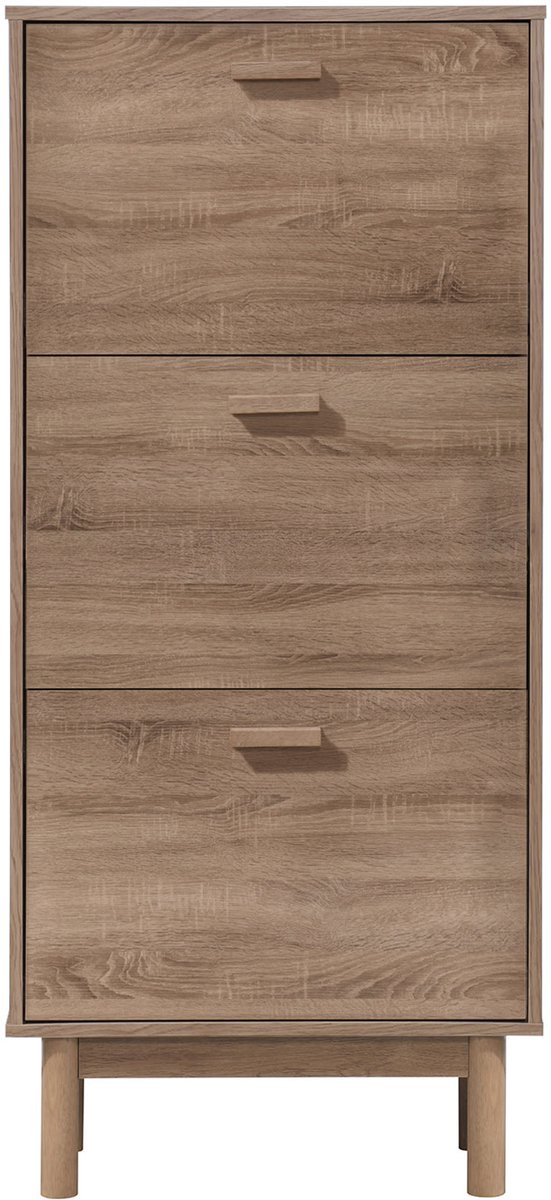 Melanie|Schoenenkast met 3 kleppen in eiken look (5711950480754)