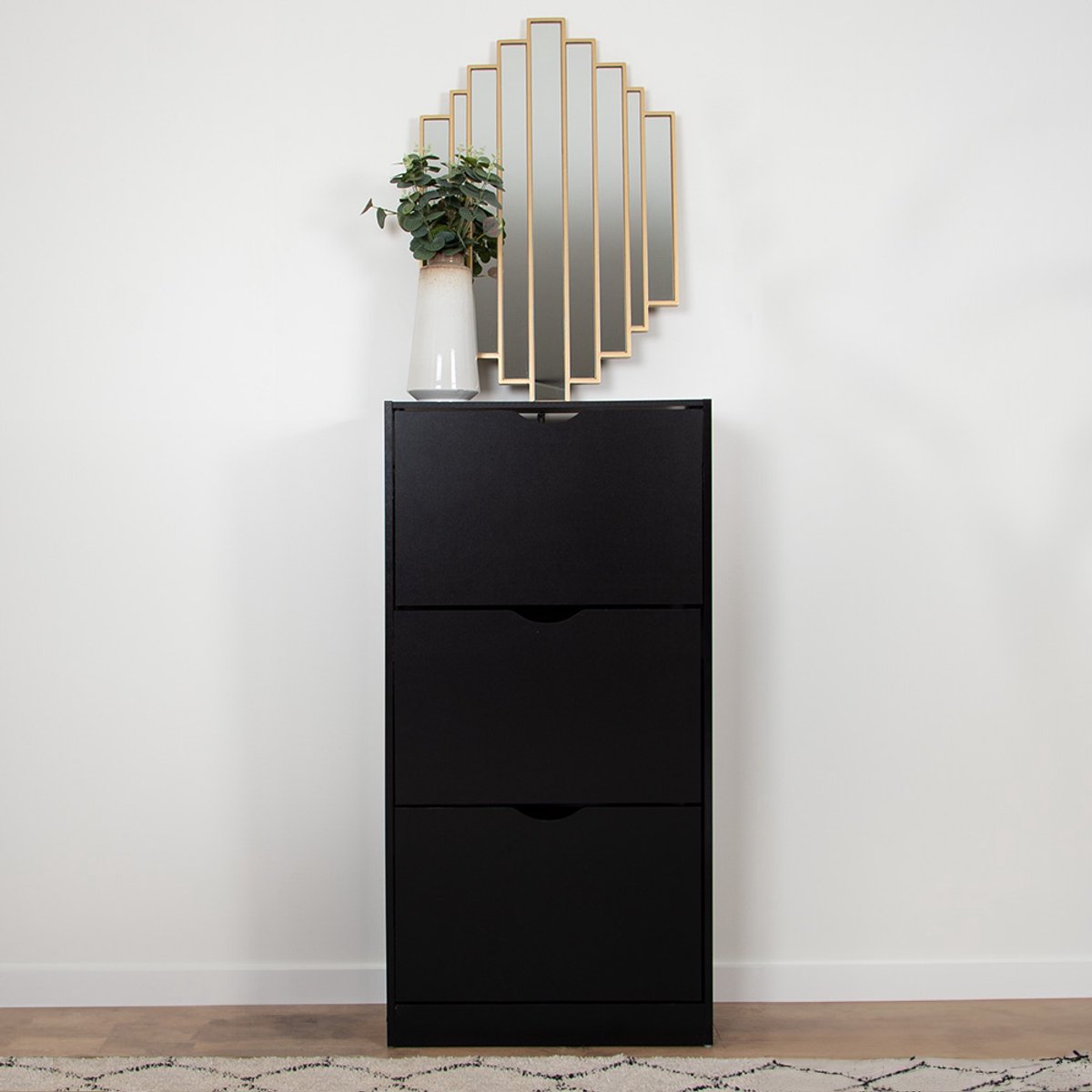 Milton Oldbrook Schoenenkast Prato - 3 Niveaus - tot 18 Paar Schoenen - 60x24x119cm - Zwart (5404016485175)