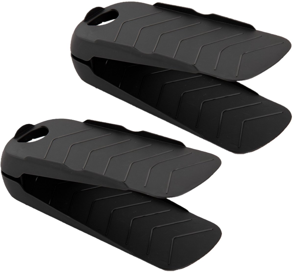 Plasticforte Schoenenopbergers - 2x voor een paar schoenen - zwart - kunststof - ruimtebesparend - schoenenrek - 11 x 28 x 10 cm (8721131429783)