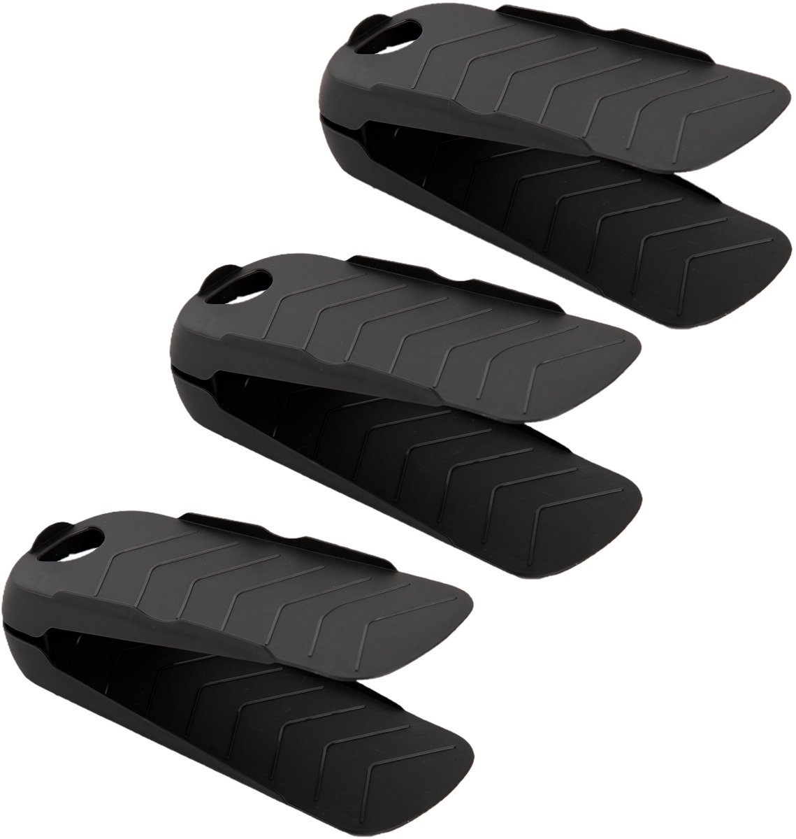 Plasticforte Schoenenopbergers - 3x voor een paar schoenen - zwart - kunststof - ruimtebesparend - schoenenrek - 11 x 28 x 10 cm (8721131429790)