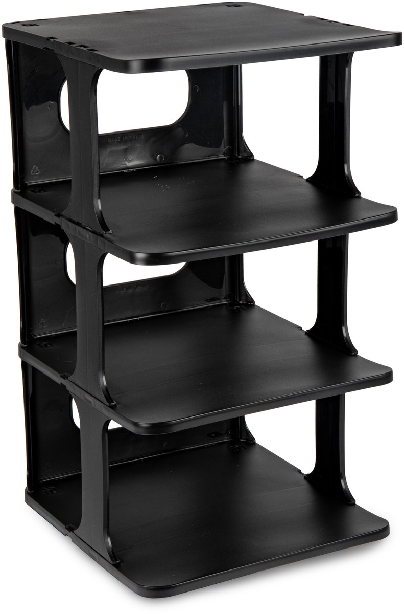 Plasticforte Schoenenrek verticaal - stapelbaar - zwart - kunststof - 26 x 25 x 44 cm - voor 4x paar schoenen - ruimtebesparend/opbergruimte (8414926643883)