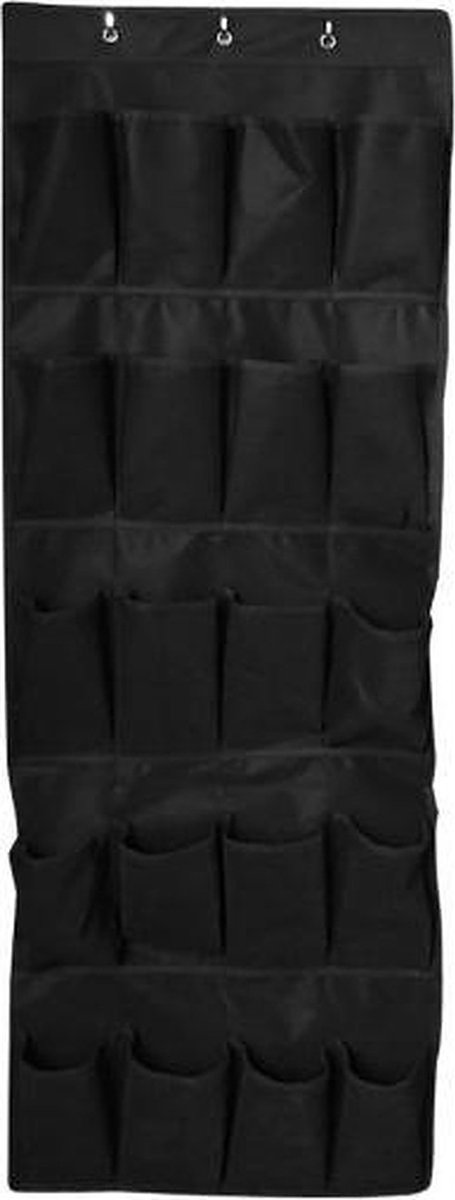 Schoenen opbergsysteem - Zwart - Inclusief ophanghaken - Schoenenzak voor aan de deur - Schoenenkast organizer - 20 vakken (8721025904082)