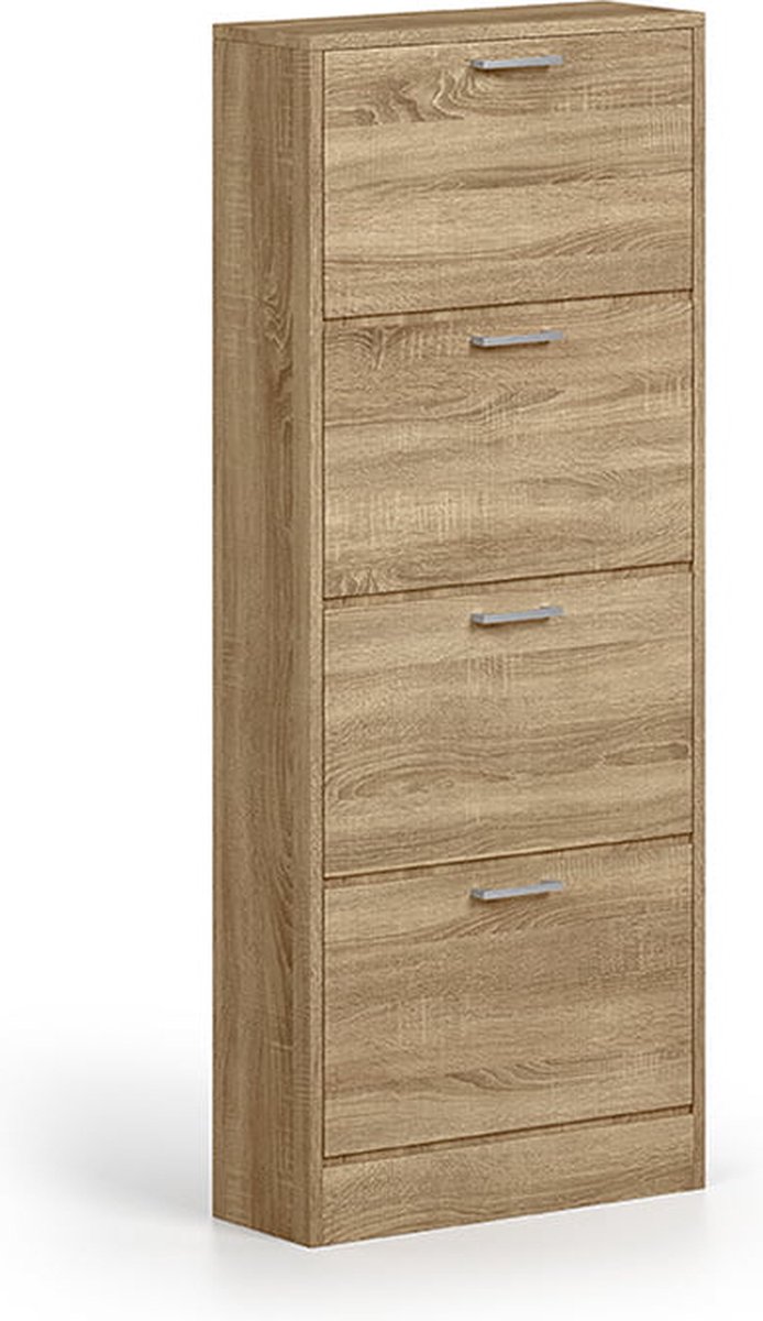 Schoenenkast Maureen Sonoma - 8 paar schoenen - Breedte 63 cm - Hoogte 155 cm - Diepte 23 cm - Met kleppen (6097134319386)