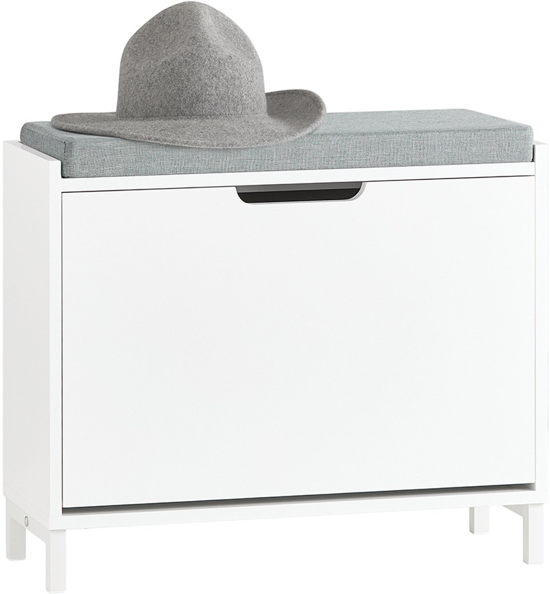 SoBuy FSR151-K-W Schoenenbank - Witte Opbergbank met Klep & Kussen (4251388632123)