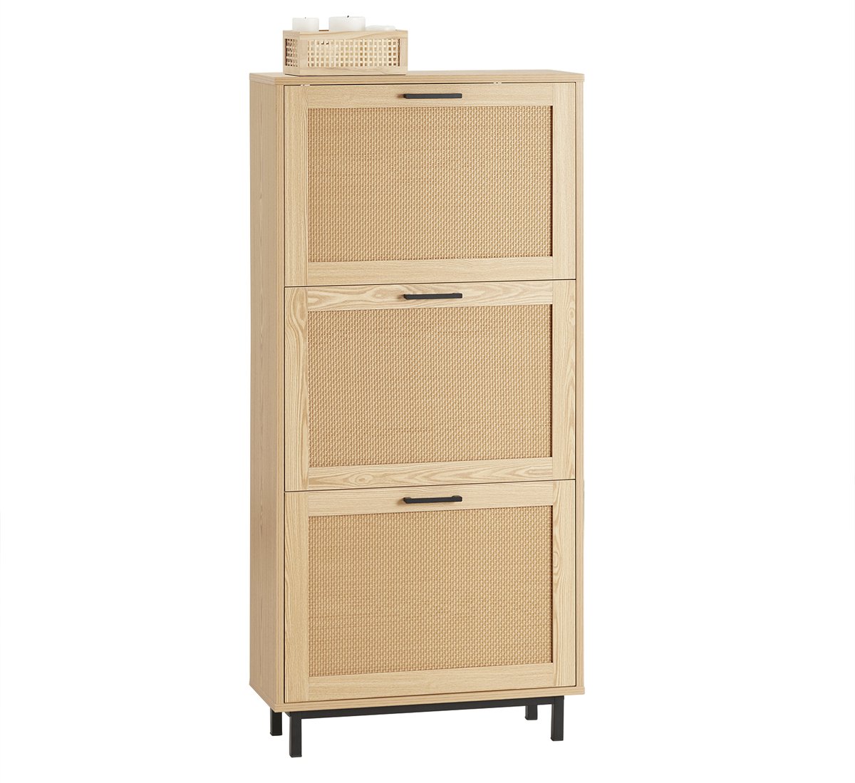 SoBuy FSR155-N Opbergbank - Wood Look met 3 Kleppen & Faux Leather (4251388628348)