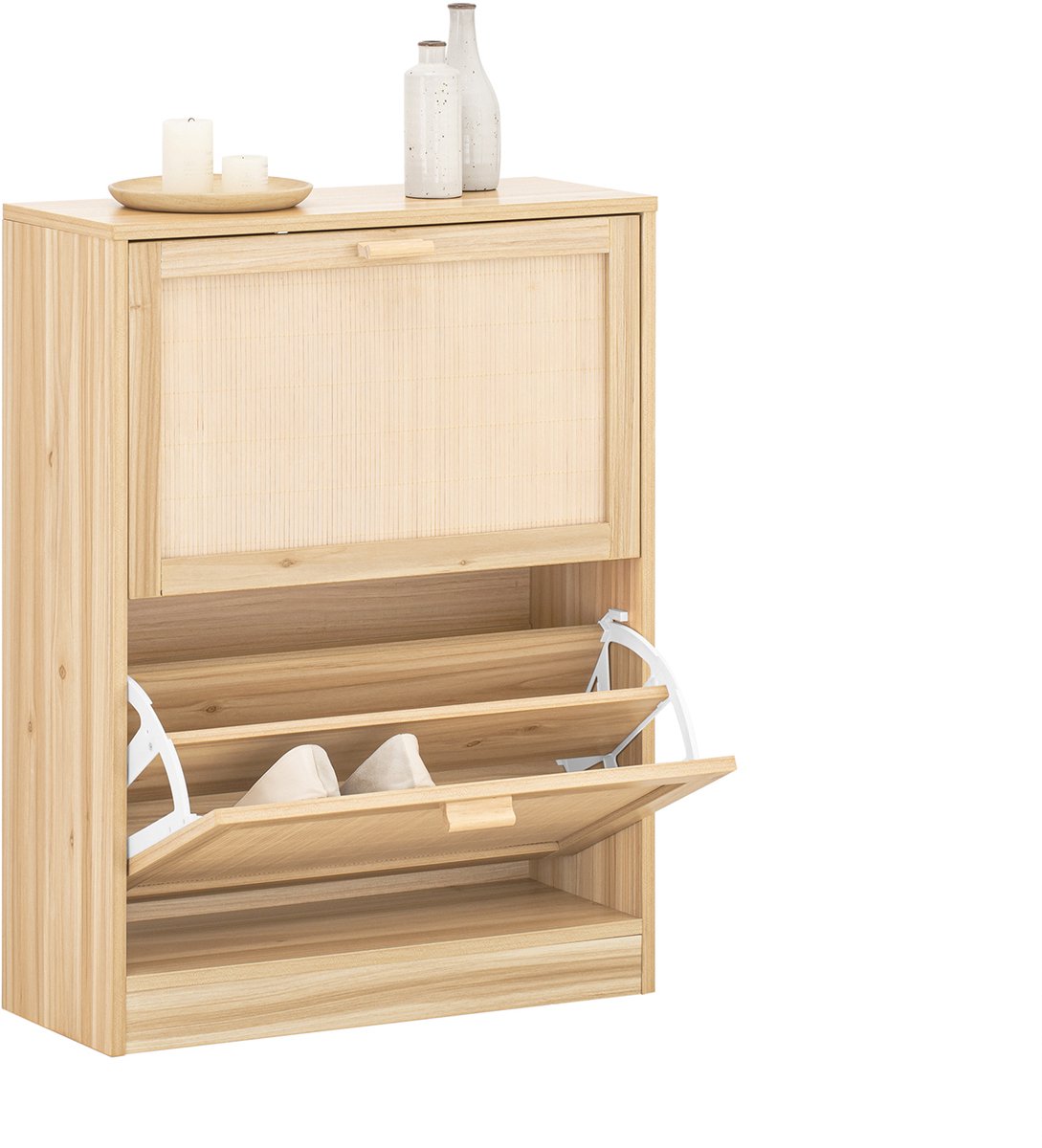 SoBuy FSR160-N Schoenenkast - Houtcomposite met 2 Kleppen & Schoenenrek (4251388628768)