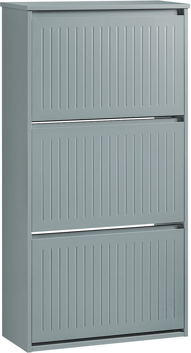 SoBuy FSR165-H-HG Schoenenkast - Grijze Opbergkast met 3 Flappen & Schoenenrek (4251388630082)