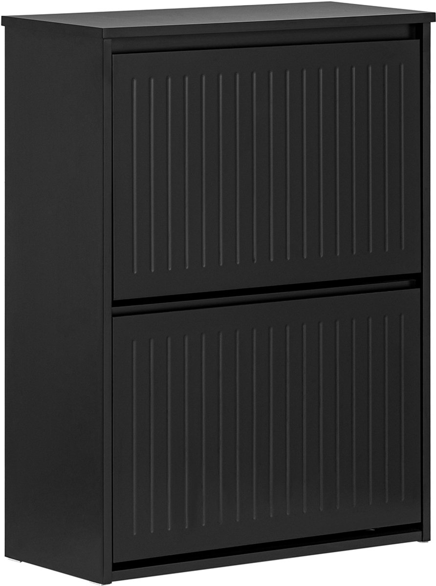 SoBuy FSR165-K-SCH Schoenenkast - Zwart Houtcomposiet met 2 Flappen & Rek (4251388630044)