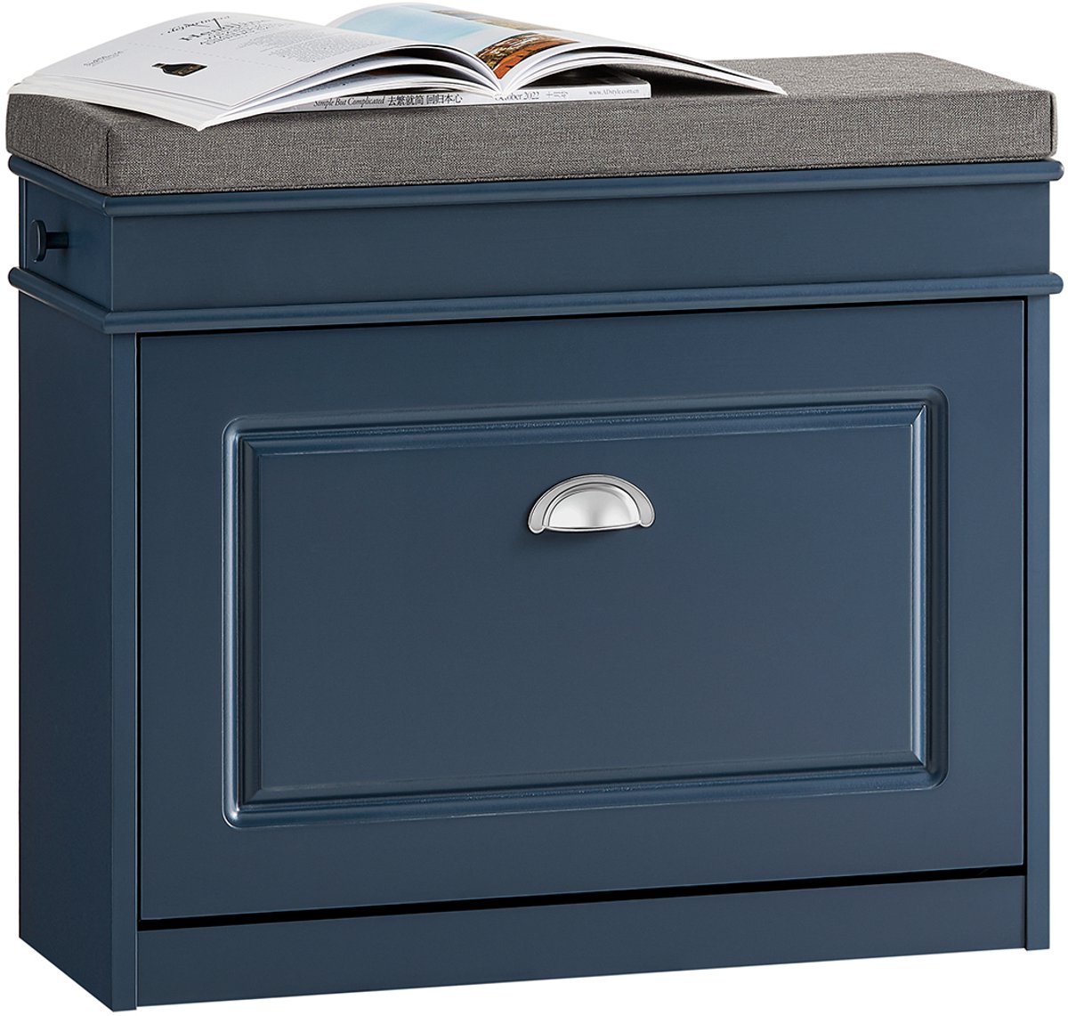 SoBuy FSR82-K-B Schoenenbank - Blauwe Opbergbank met Klep & Lade (4251388632338)