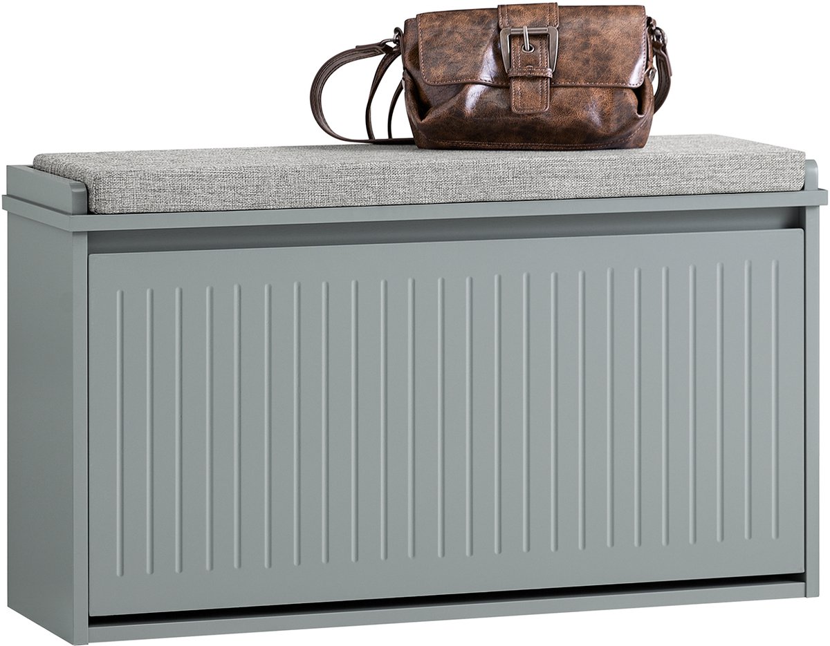 SoBuy FSR98-L-HG Opbergbank - Lichtgrijs Houtcomposiet Schoenenkast (4251388633588)