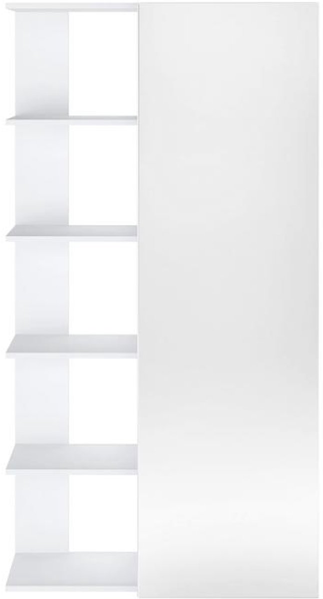 Vente-unique Schoenenmeubel met 4 planken en 1 spiegeldeur - Wit - SYLANY L 87.6 cm x H 165.7 cm x D 40.9 cm (3666471155211)