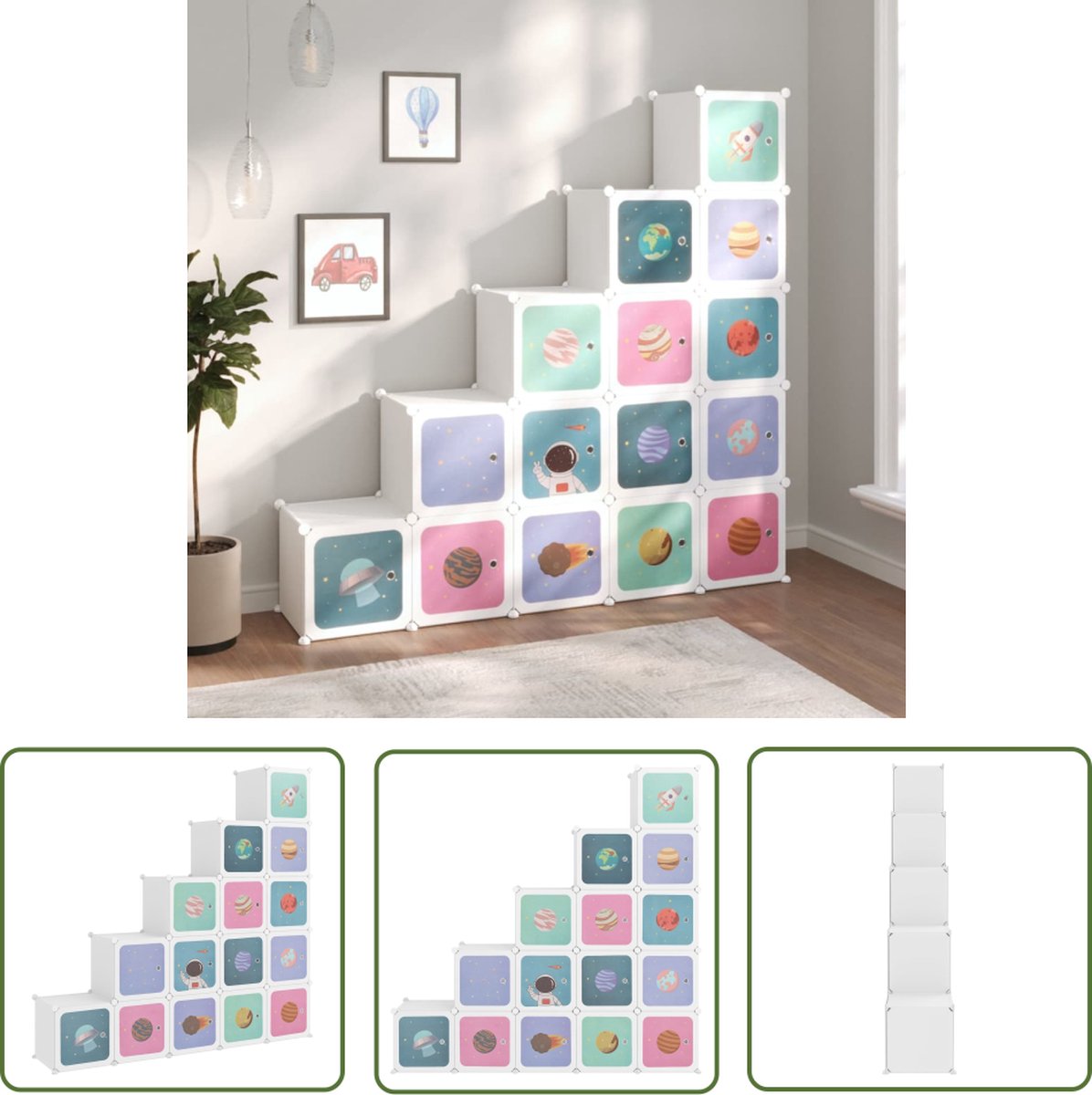 vidaXL Kindermeubels - Kubusopbergkast - Kinderopbergmeubel met 15 vakken polypropeen wit - Opbergruimte - Plastic Meubilair - Witte Meubelen (8721031231110)