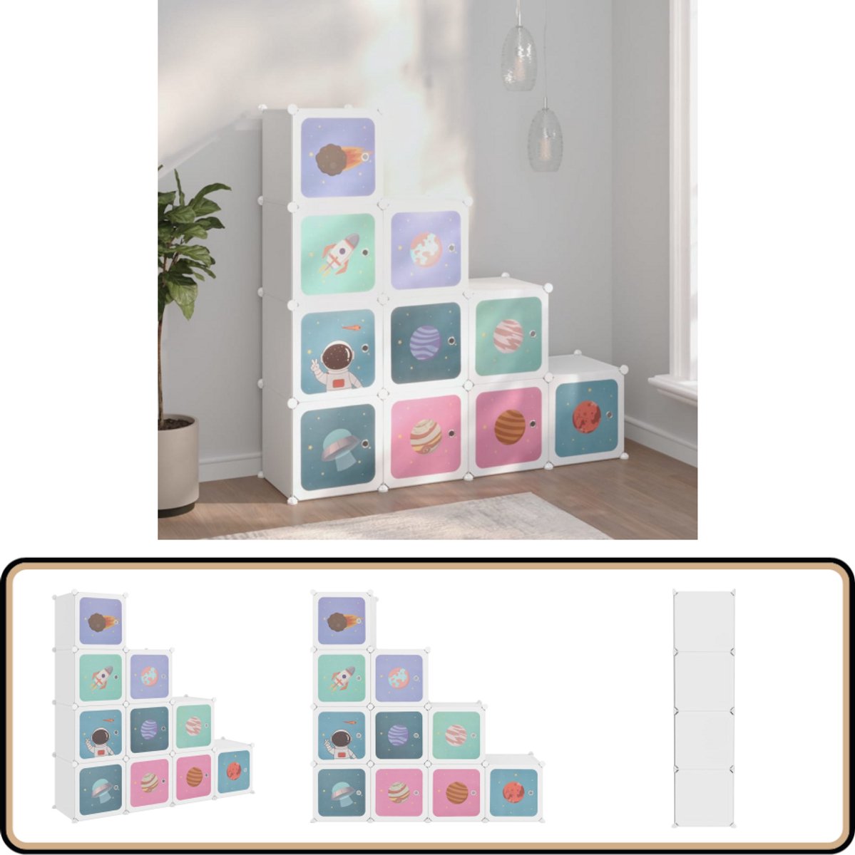 vidaXL Kinderopbergmeubel 10 vakken wit Kinderopbergkast - Opbergkast Kids - Plastic Opbergkast - Kubusopbergkast - Speelhoek Meubilair (8123105673473)