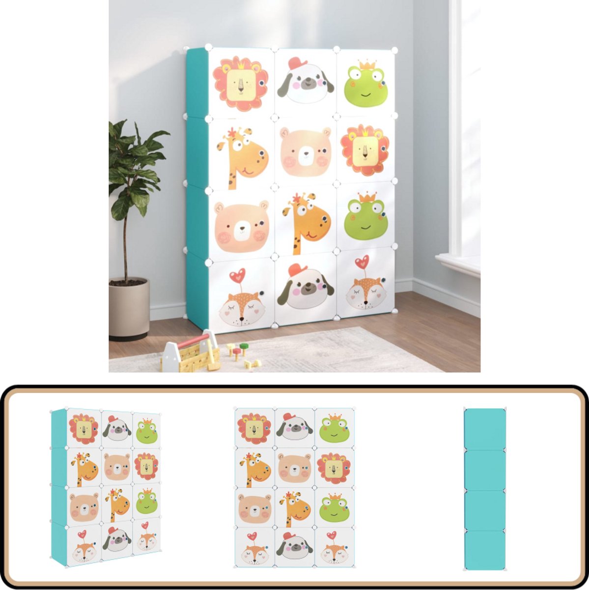 vidaXL Kinderopbergmeubel - 12 vakken - Groen Kubus Opbergkast - Opbergkasten Voor Kinderen - Kinderkamer Meubels - Speelgoedopslag - Organisatie (8044171111129)