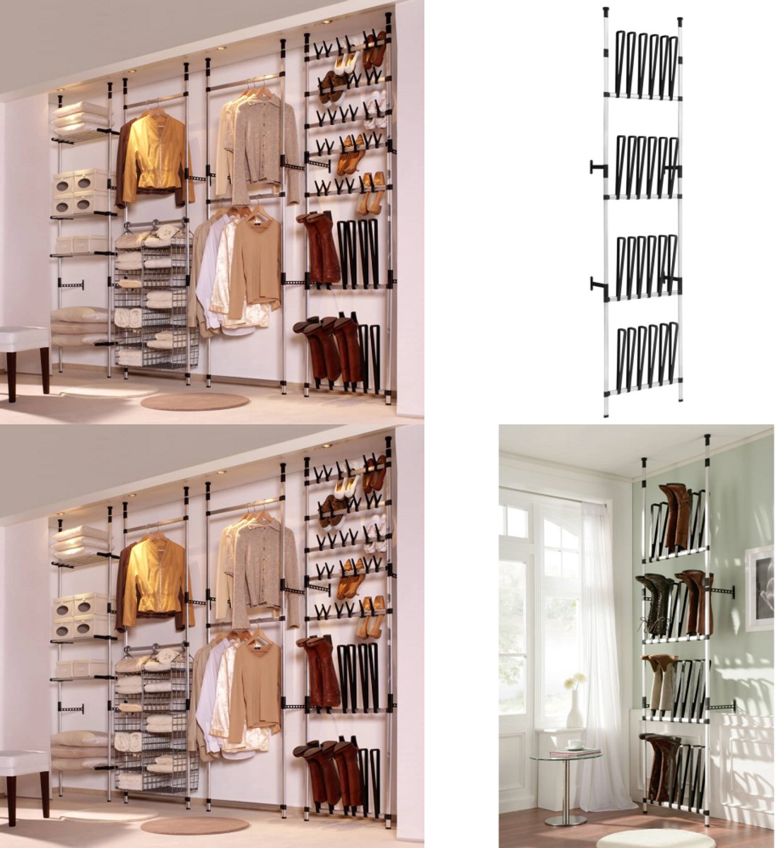 vidaXL Laarzenrek met stangen telescopisch aluminium - Telescopisch Laarzenrek - Telescopische Laarzenrekken - Schoenenopbergers - Schoenenopbergers (8222034689774)