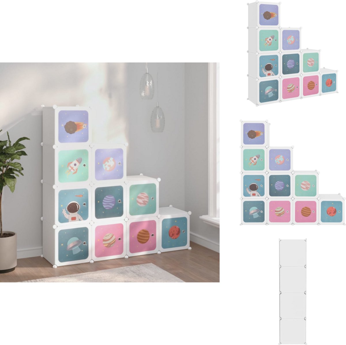 vidaXL Opbergmeubel - Opbergmeubelen - Kinderkast - Opberger - Kinderopbergmeubel met 10 vakken polypropeen wit (8721032945184)