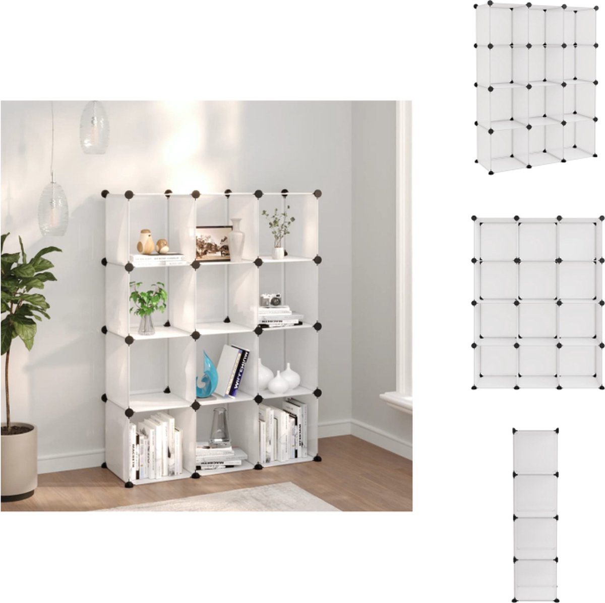 vidaXL Opbergmeubel - Opbergmeubelen - Opberger - Opbergkast - Opbergmeubel met 12 vakken polypropeen transparant (8721032941124)