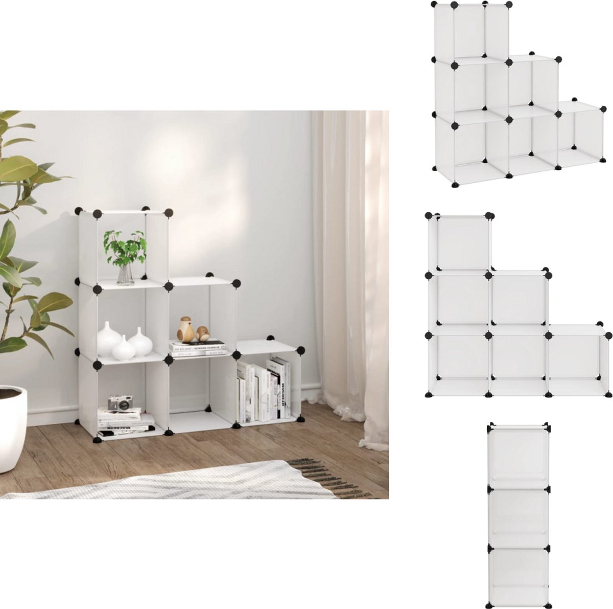 vidaXL Opbergmeubel - Opbergmeubelen - Opberger - Opbergkast - Opbergmeubel met 6 vakken polypropeen transparant (8721032941575)