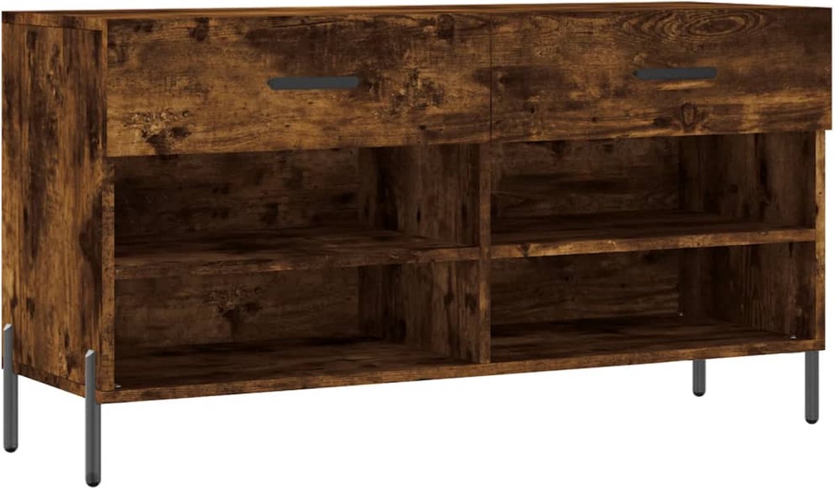 vidaXL Schoenenbank gerookt eiken 102x35x55 cm Schoenenbank - Schoenen Kast - Opslagruimte - Houten Schoenenbank - Bruine Schoenenbank (8135001890243)