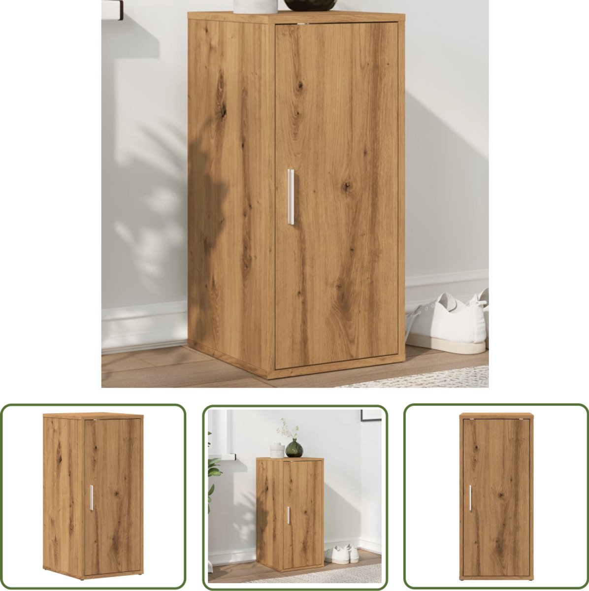 vidaXL Schoenenkast 32x35x70 cm bewerkt hout artisanaal eikenkleur - Schoenenkast - Houten Schoenenkast - Opslagkasten - Bergruimte - Entree Kast (8025340304047)
