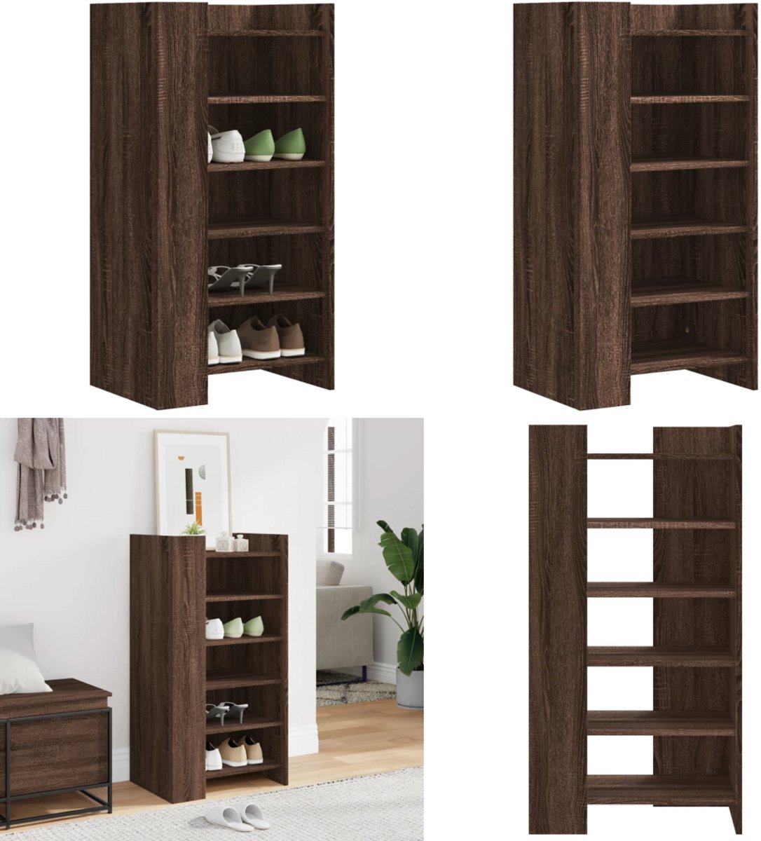 vidaXL Schoenenkast 52x37,5x100 cm bewerkt hout bruin eikenkleurig - Schoenenkast - Schoenenkasten - Schoenen Kast - Schoenen Rek (8242603117859)