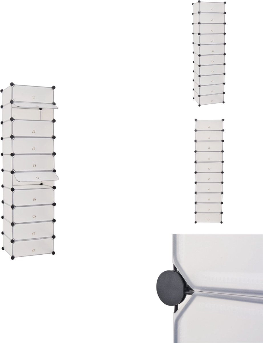 vidaXL Schoenenkast - Schoenenkasten - Schoenen Kast - Schoenen Kasten - Schoenenkast met 10 ineengrijpende vakken wit (8721032942169)