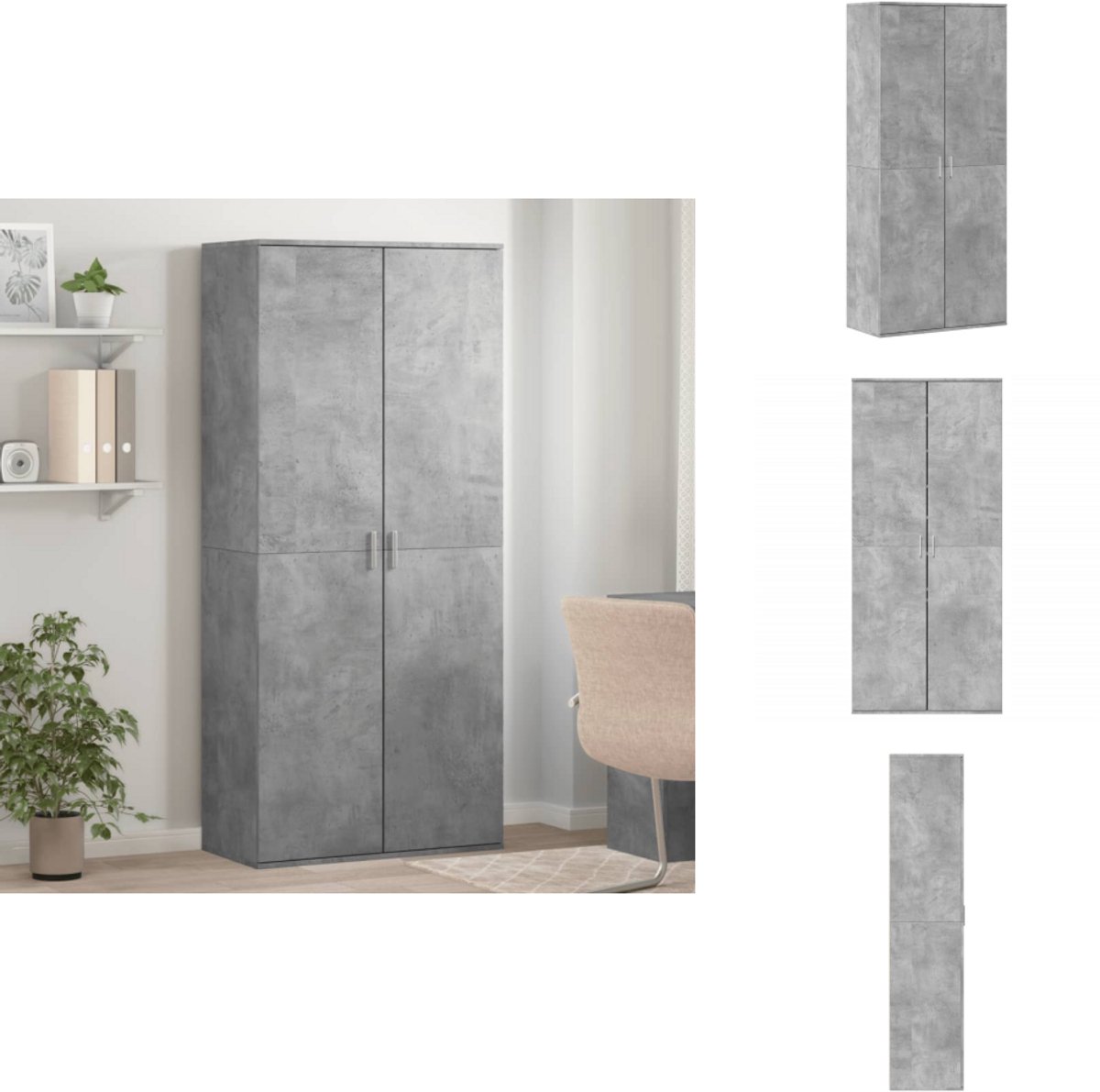 vidaXL Schoenenkast - Schoenenkasten - Schoenen Kast - Schoenen Rek - Schoenenkast 80x39x178 cm spaanplaat betongrijs (8112937894002)