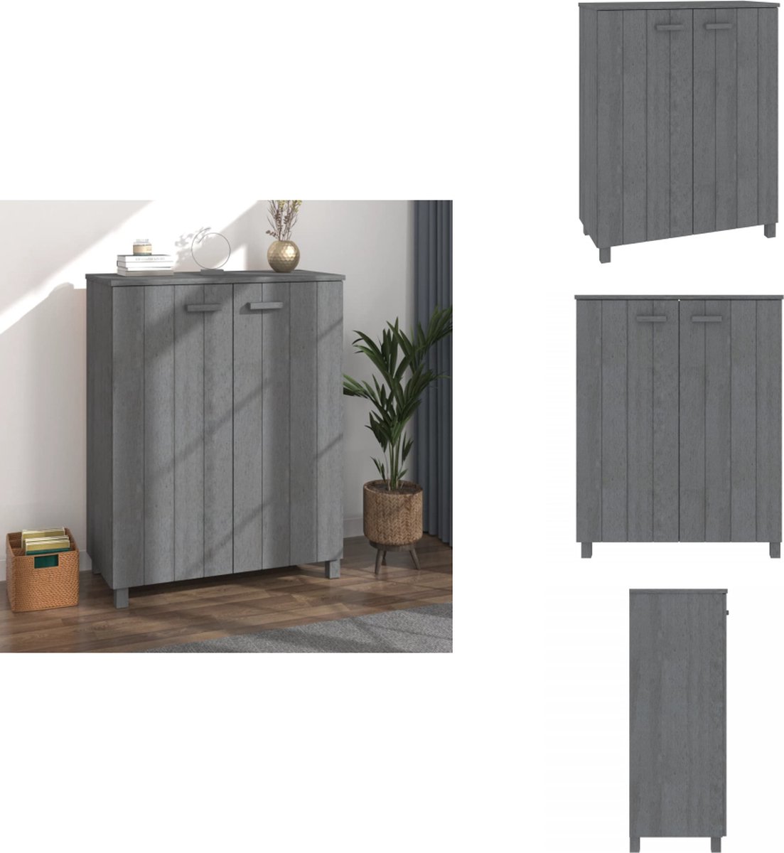 vidaXL Schoenenkast - Schoenenkasten - Schoenen Kast - Schoenenrek - Schoenenkast HAMAR 85x40x108 cm massief grenenhout donkergrijs (8721096804441)