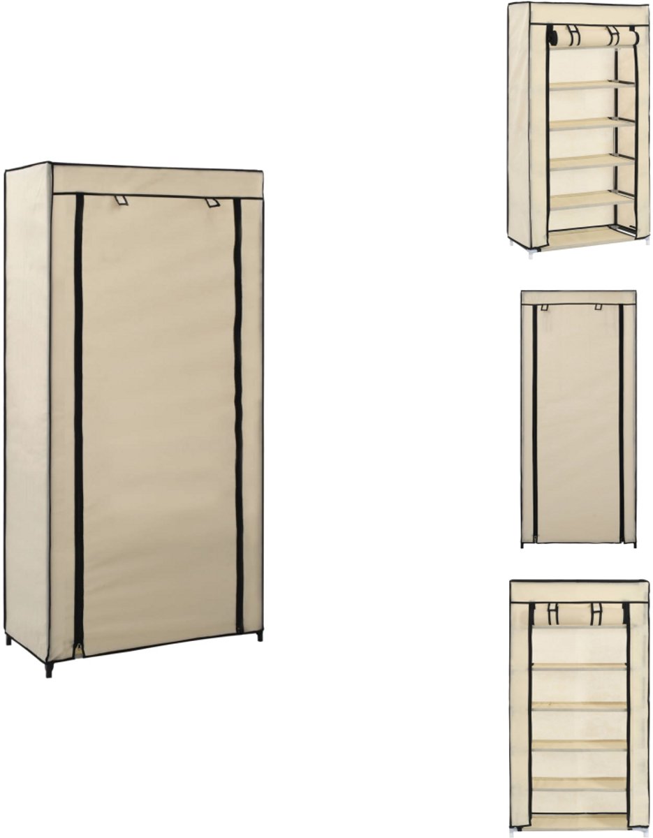 vidaXL Schoenenkast - Schoenenkasten - Schoenenberging - Schoenenbergingen - Schoenenkast met hoes 58x28x106 cm stof crème (8721032943753)