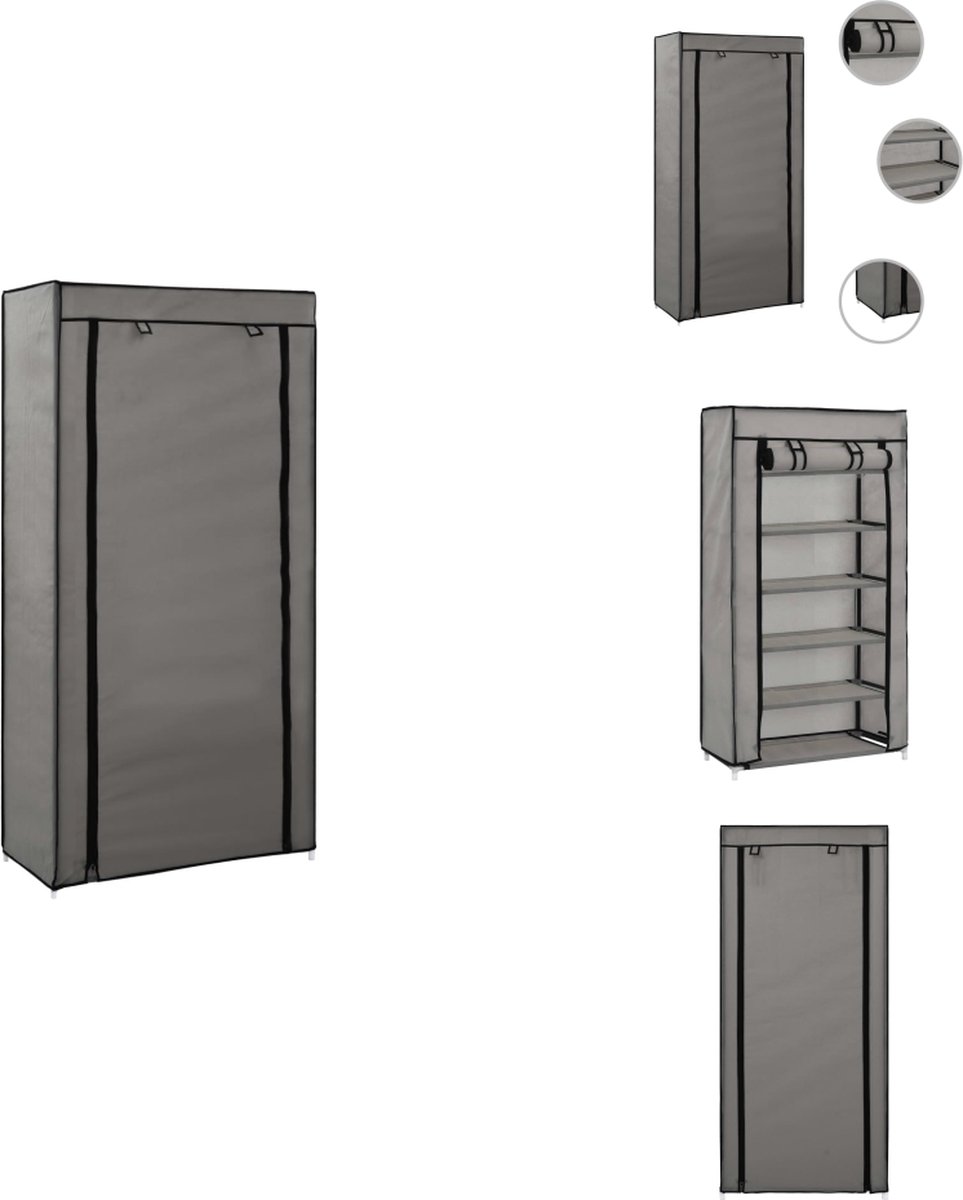 vidaXL Schoenenkast - Schoenenkasten - Schoenenberging - Schoenenbergingen - Schoenenkast met hoes 58x28x106 cm stof grijs (8721032942374)