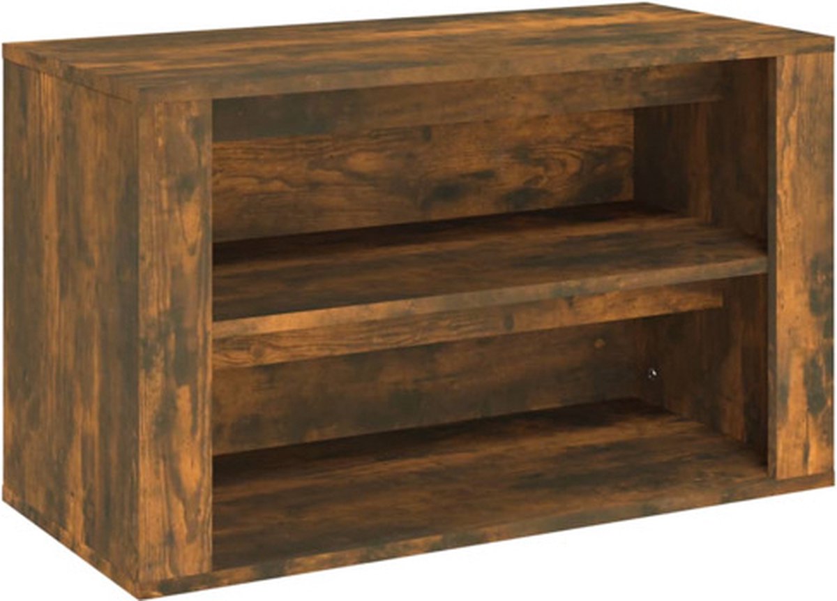 vidaXL - Schoenenrek - 75x35x45 - cm - bewerkt - hout - gerookt - eikenkleurig (8720287223054)