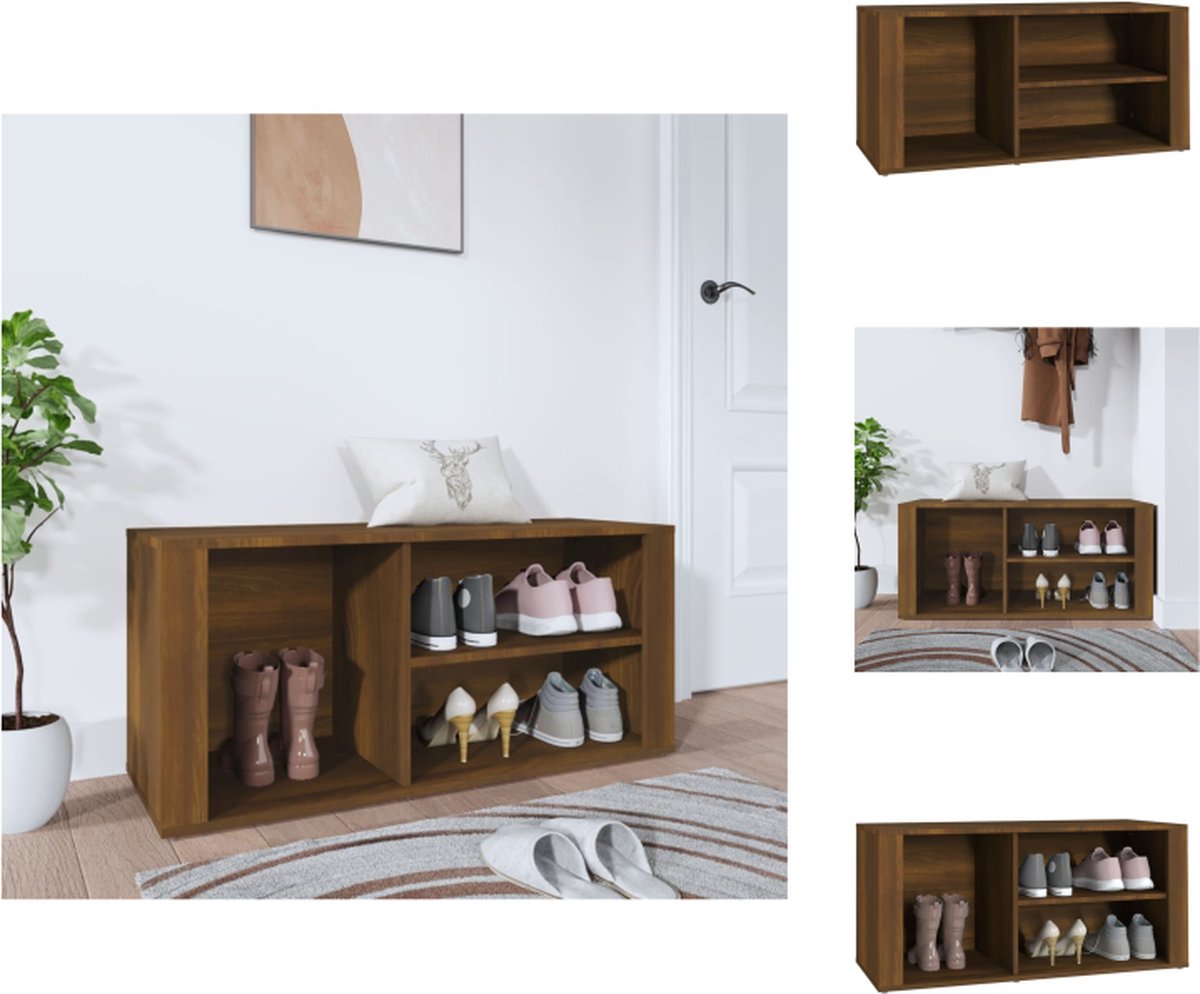 vidaXL Schoenenrek - Schoenenrekken - Opbergrek Voor Schoenen - Schoenenstellage - Schoenenkast 100x35x45 cm bewerkt hout bruin eikenkleur (8721032944019)