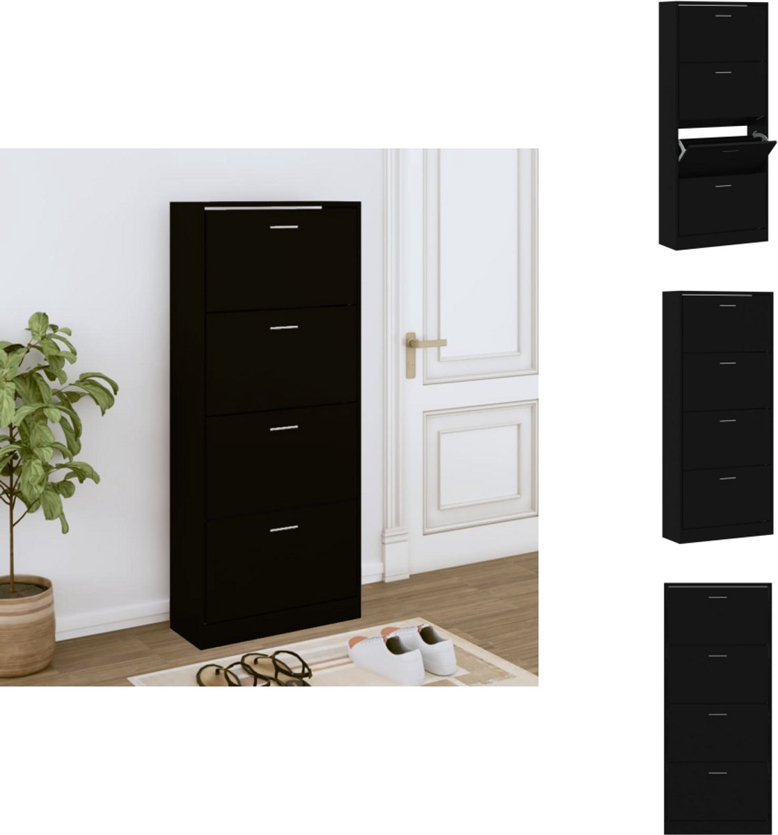 vidaXL Schoenenrek - Schoenenrekken - Opbergrek Voor Schoenen - Schoenenstellage - Schoenenkast 63x24x147 cm bewerkt hout Zwart (8721096784187)