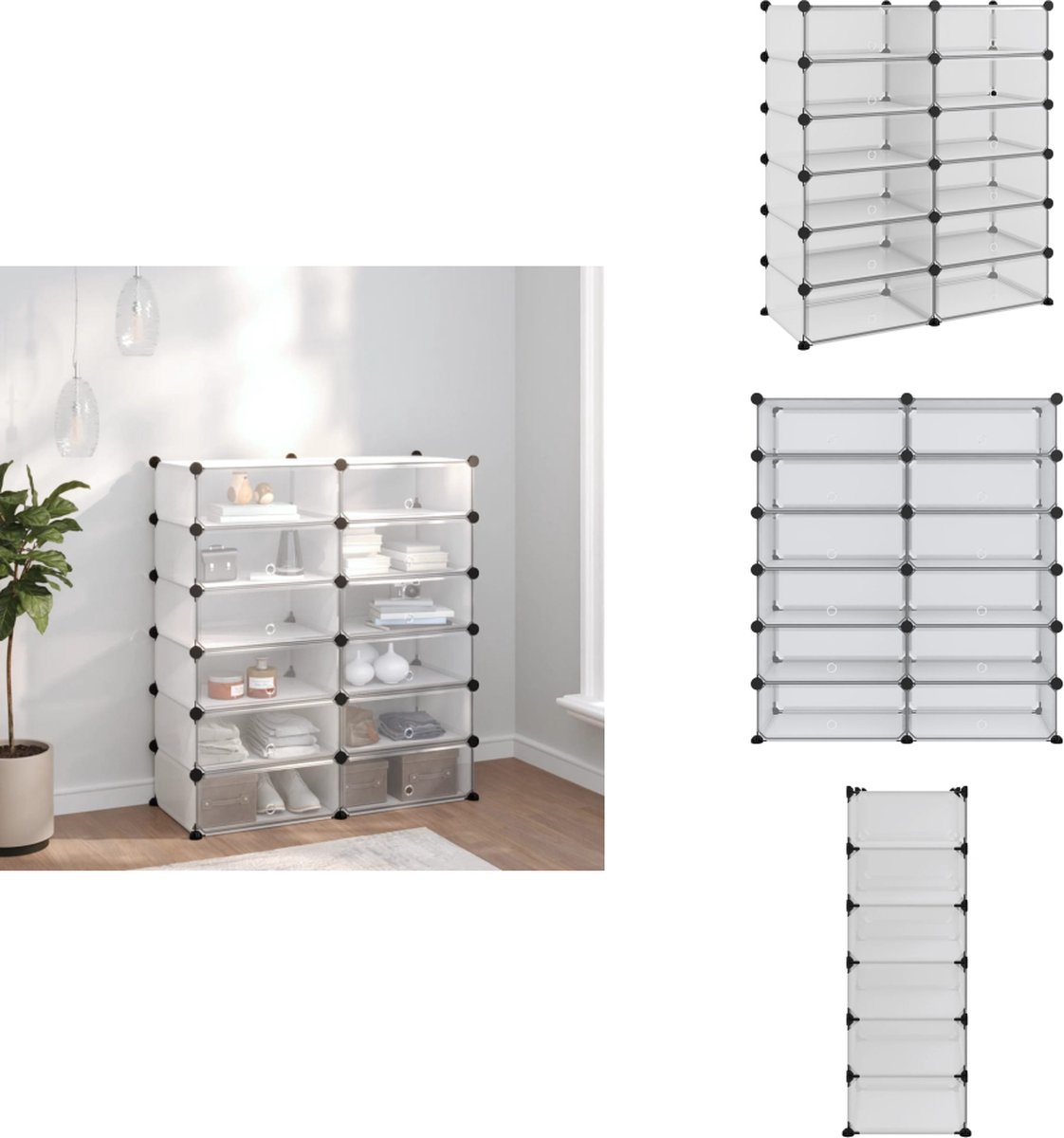 vidaXL Schoenenrek - Schoenenrekken - Opbergrek Voor Schoenen - Schoenenstellage - Schoenenrek 94,5x36,5x106 cm polypropeen transparant (8721032942367)