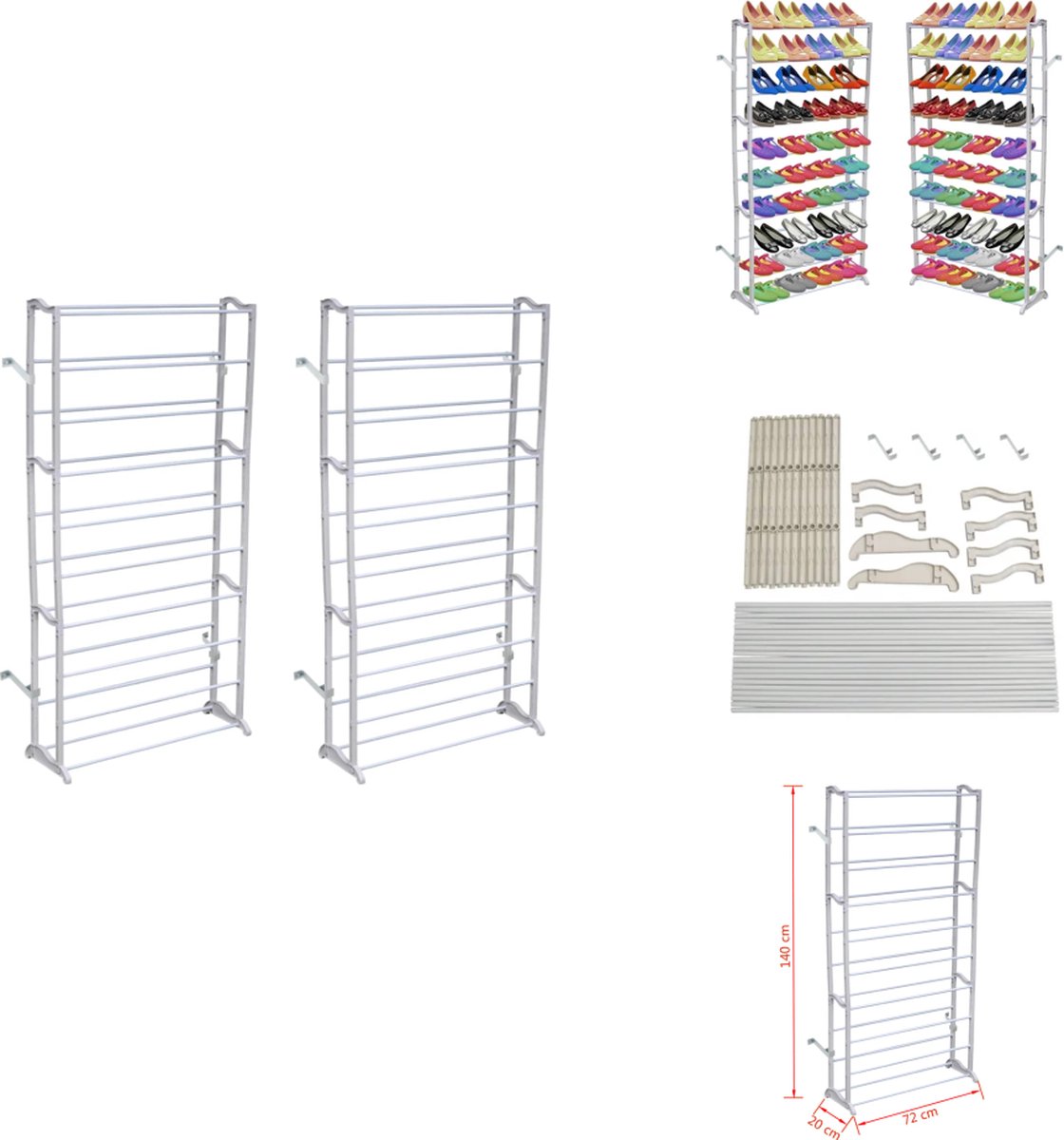 vidaXL Schoenenrek - Schoenenrekken - Schoenen Rek - Schoenen Rekken - Schoenenrek 2 st (8721032945238)