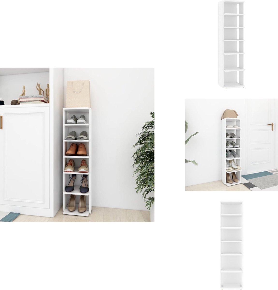 vidaXL Schoenrek - Schoenrekken - Schoenenrek - Schoenenrekken - Schoenenkast 27,5x27x102 cm bewerkt hout wit (8721096937095)