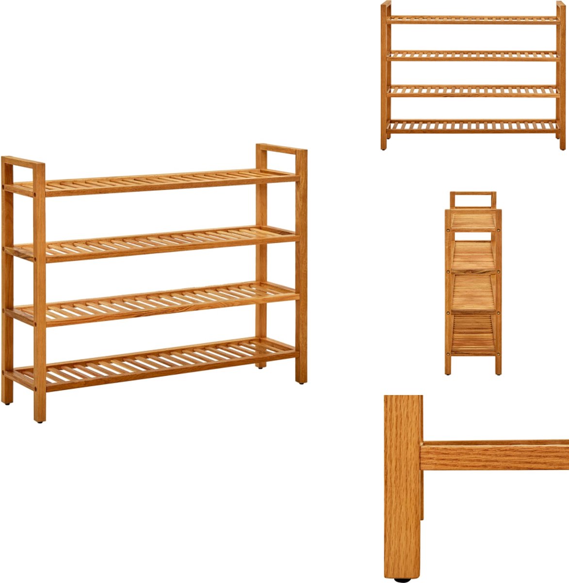 vidaXL Schoenrek - Schoenrekken - Schoenorganiser - Schoenorganisers - Schoenenrek met 4 schappen 100x27x80 cm massief eikenhout (8721032943333)