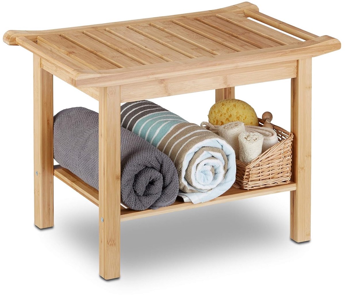 Bamboe bankje - 2 personen - ideaal voor vochtige ruimtes - 1 stuk - warme houtkleur (9502364719877)