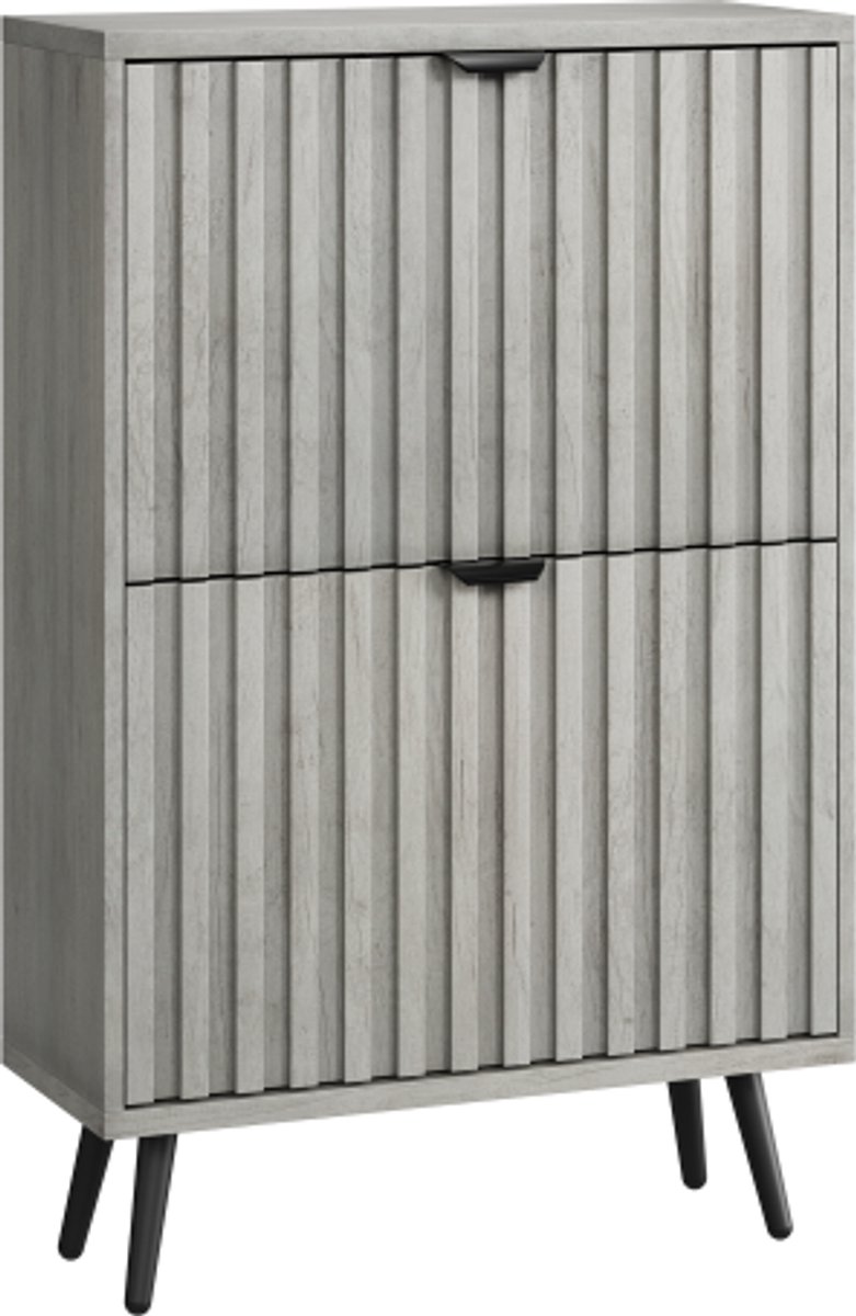 Gotagee Een verborgen schoenenkast met een 60 cm grijs groefontwerp en 2 uitklapbare lades, te gebruiken als een vrijstaande schoenenkast voor entrees, gangen, woonkamers en kasten (4255839454753)