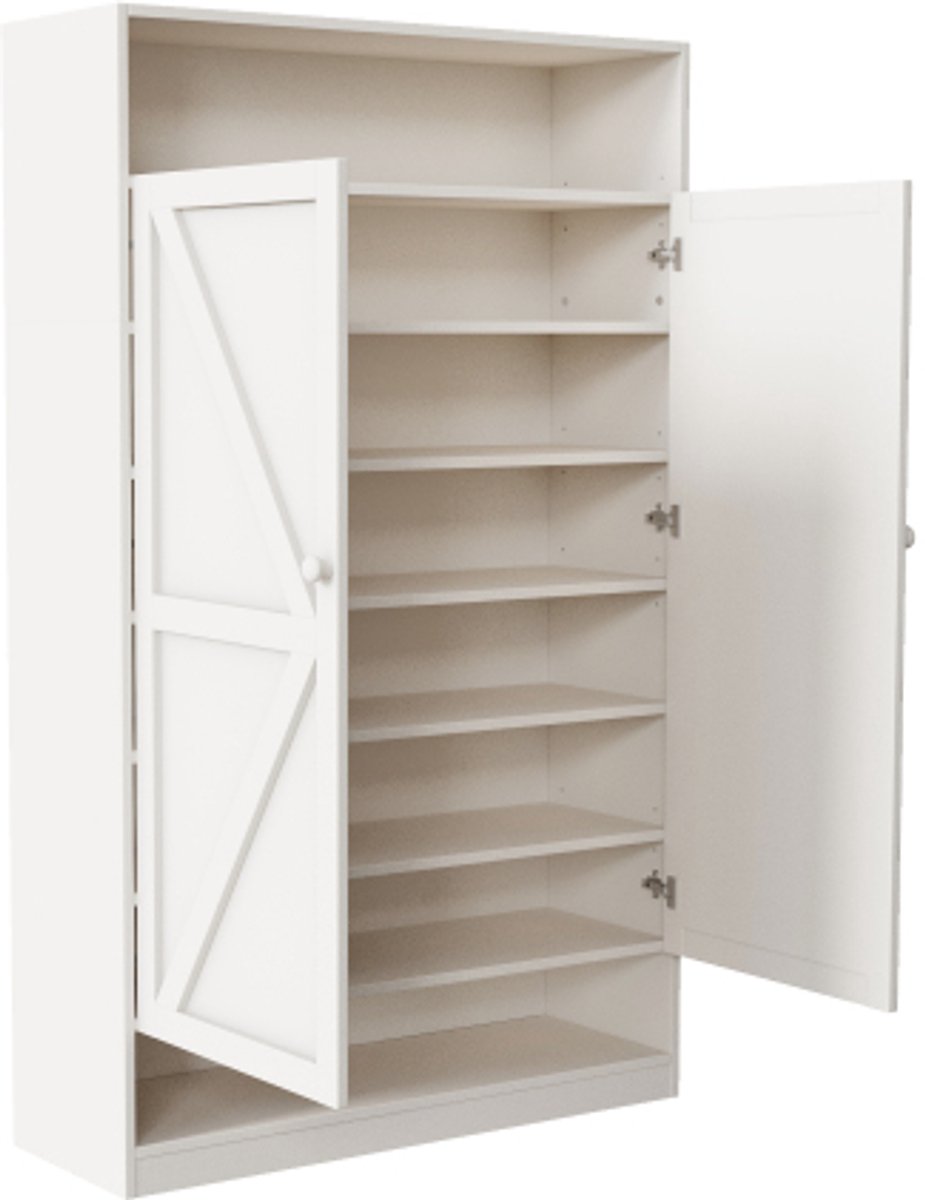 Gotagee Multifunctionele schoenenkast met dubbele deur, grote opbergruimte, 8 lagen scheidingswand,wit (4003301577376)