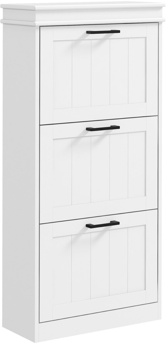HOMCOM-Klapbare schoenenkast-54x24x117,5cm-MDF-Wit (3662970236376)