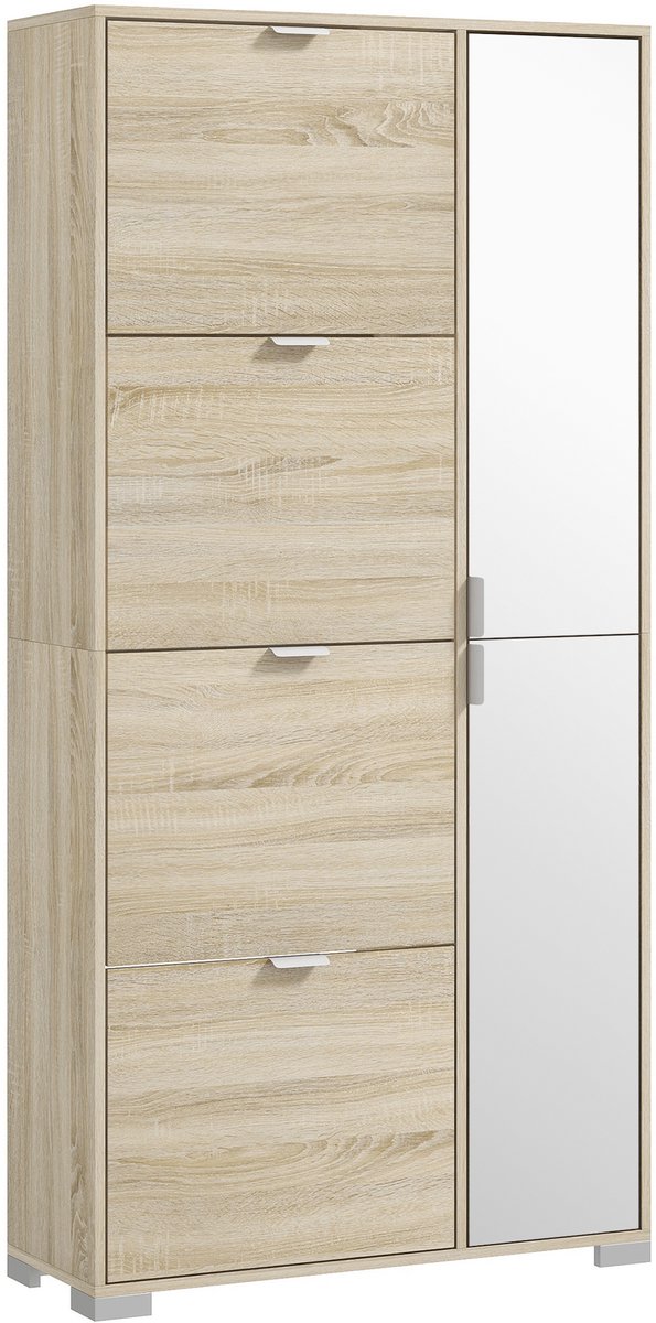 HOMCOM-Klapbare schoenenkast-82x30x168cm-Spaanplaat-Eiken (3662970192283)