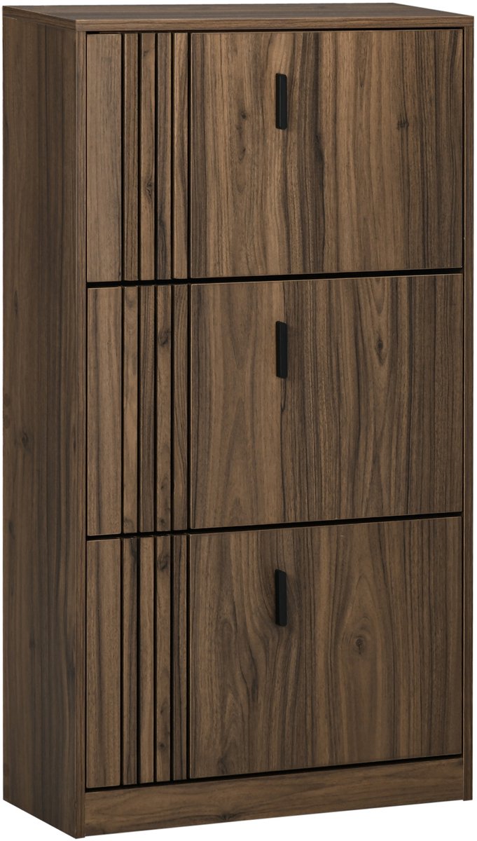 HOMCOM-Opklapbare schoenenkast-Panneaux de particules-63x24x117cm-Noyer foncé (3662970169971)