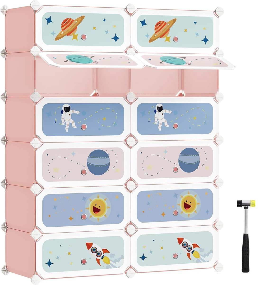 Kinderschoenenrek - Ruimte thema - 12 planken - 30 x 40 x 17 cm - Kunststof en metaal (9508185355560)