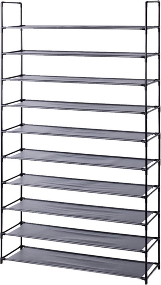 Lowander XL schoenenrek 10-laags - Schoenen opbergsysteem - 20 tot 30 paar schoenen - 46 x 28 x 175 cm - Zwart (8714426426123)