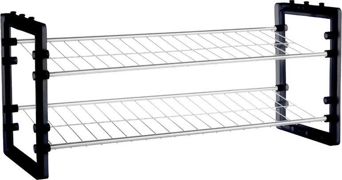 Range schoenen metalen en kunststof 2 niveaus 68x25x31 cm - Overig - Zwart - Zwart - SILUMEN (7427245539332)