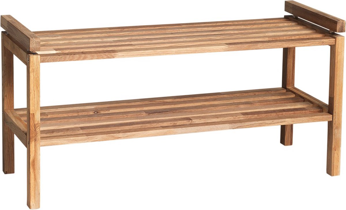 Rowico Home Confetti Schoenenrek Naturel - Eiken - Houten Schoenenkast - Open - 6 Paar Schoenen - Hal - 80 x 30 x 40 cm (8719497685646)