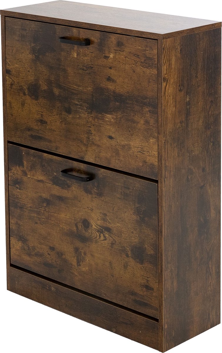 Schoenenkast 60x24x84 cm Bruin incl. 2 inklapbare vakken ML-Design (4064649116047)
